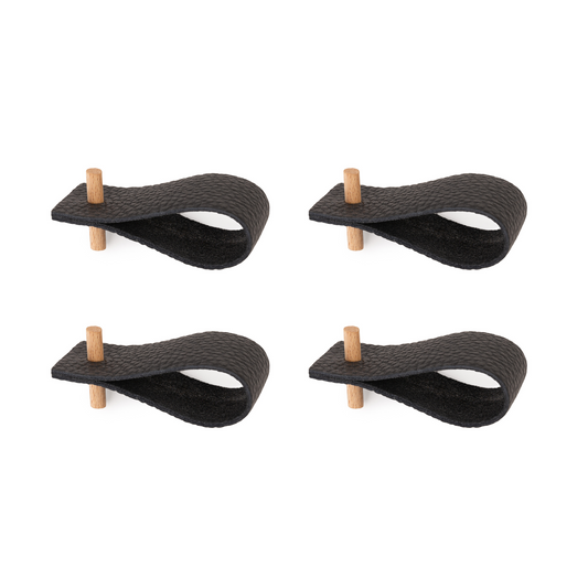 Leder-Serviettenringe | Set von 4 | Schwarz 1