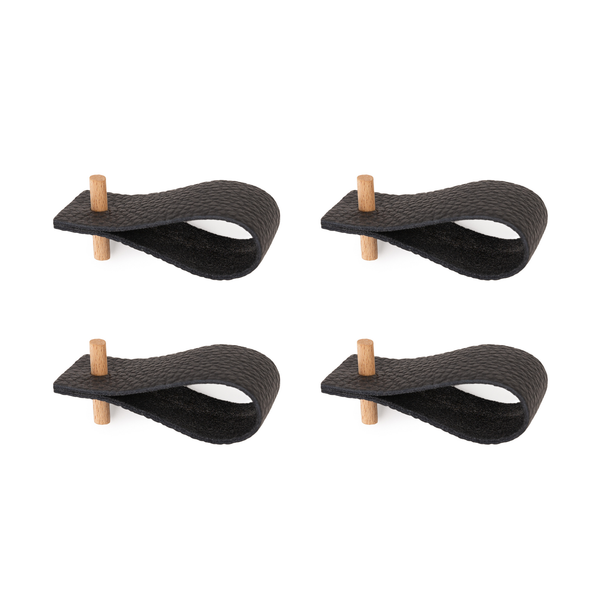 Leder-Serviettenringe | Set von 4 | Schwarz 1