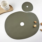Echtleder-Serviertablett und Untersetzer | Olivgrün 1